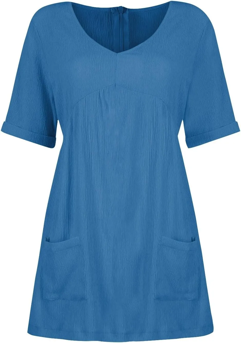 Summer Dresses for Women 2024 Trendy Casual V-Neck Short Sleeve Solid Sundress Loose Comfy Beach Dress with Pockets