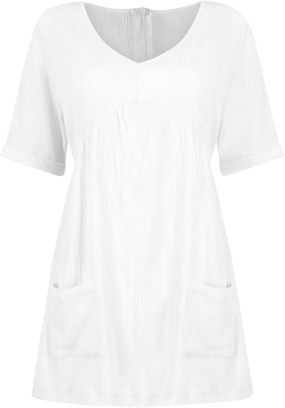 Summer Dresses for Women 2024 Trendy Casual V-Neck Short Sleeve Solid Sundress Loose Comfy Beach Dress with Pockets
