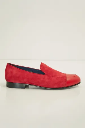 The ''Dipped Toe'' Formal Leather Loafer  - Valentine Red