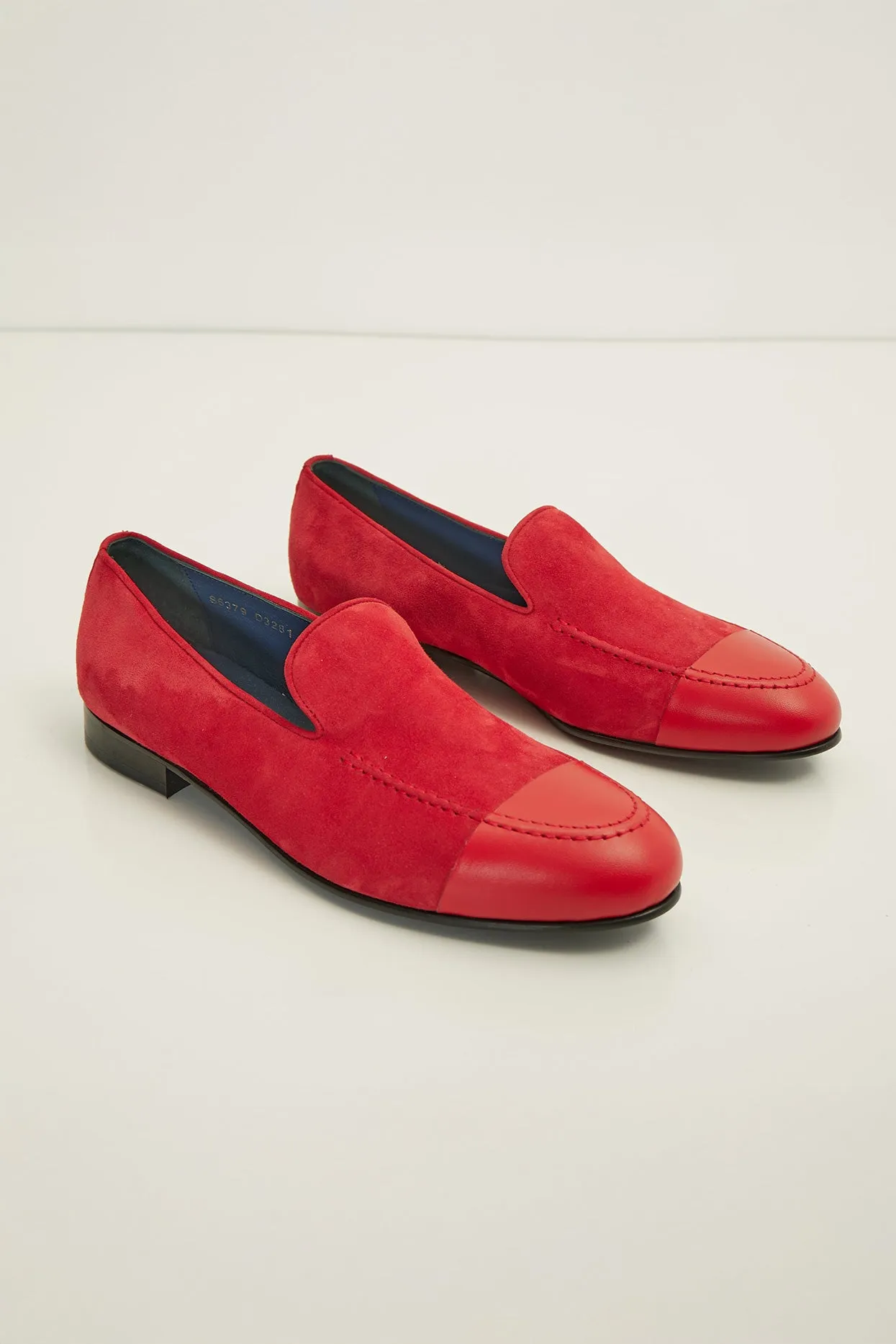 The ''Dipped Toe'' Formal Leather Loafer  - Valentine Red