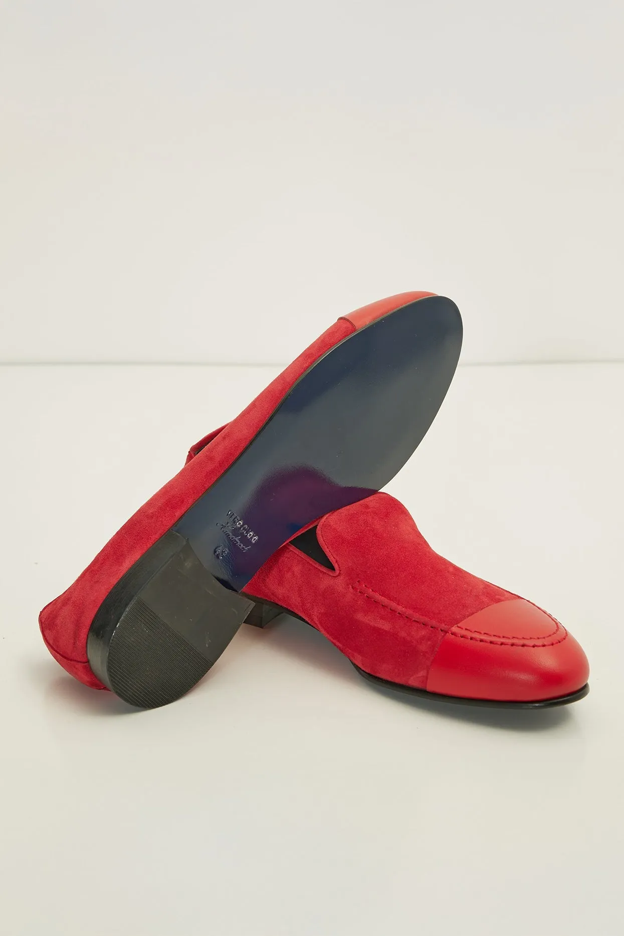 The ''Dipped Toe'' Formal Leather Loafer  - Valentine Red