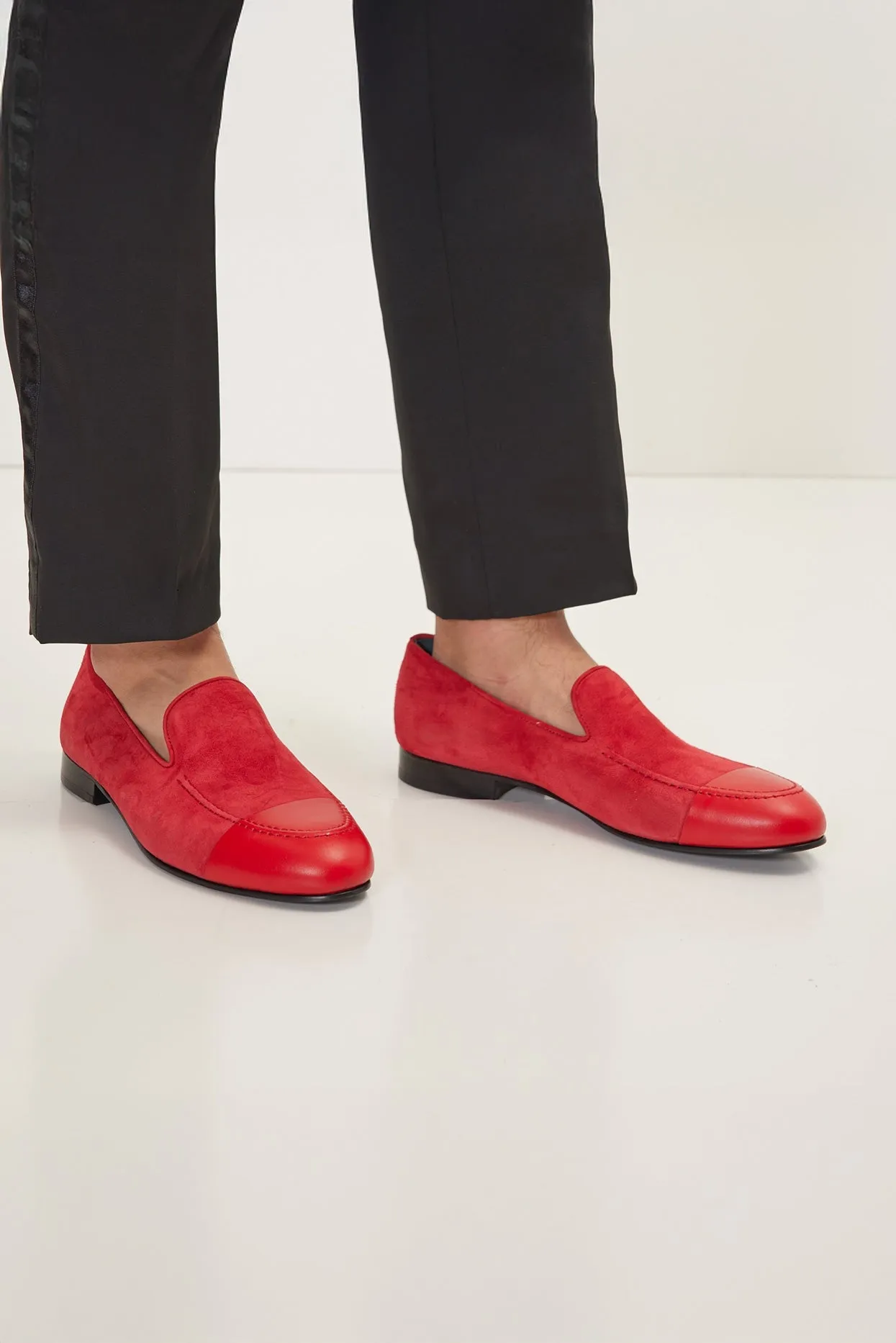 The ''Dipped Toe'' Formal Leather Loafer  - Valentine Red