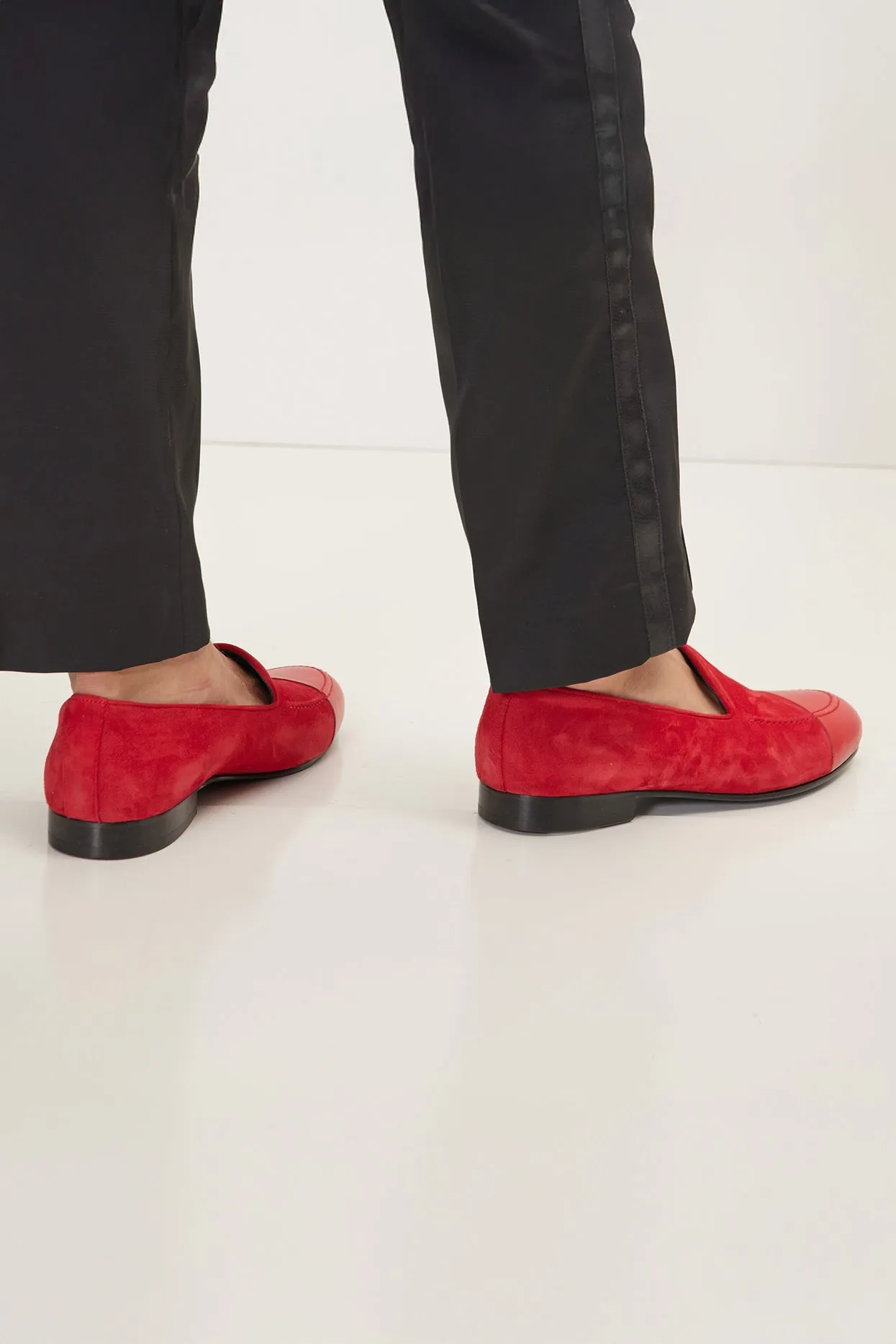 The ''Dipped Toe'' Formal Leather Loafer  - Valentine Red