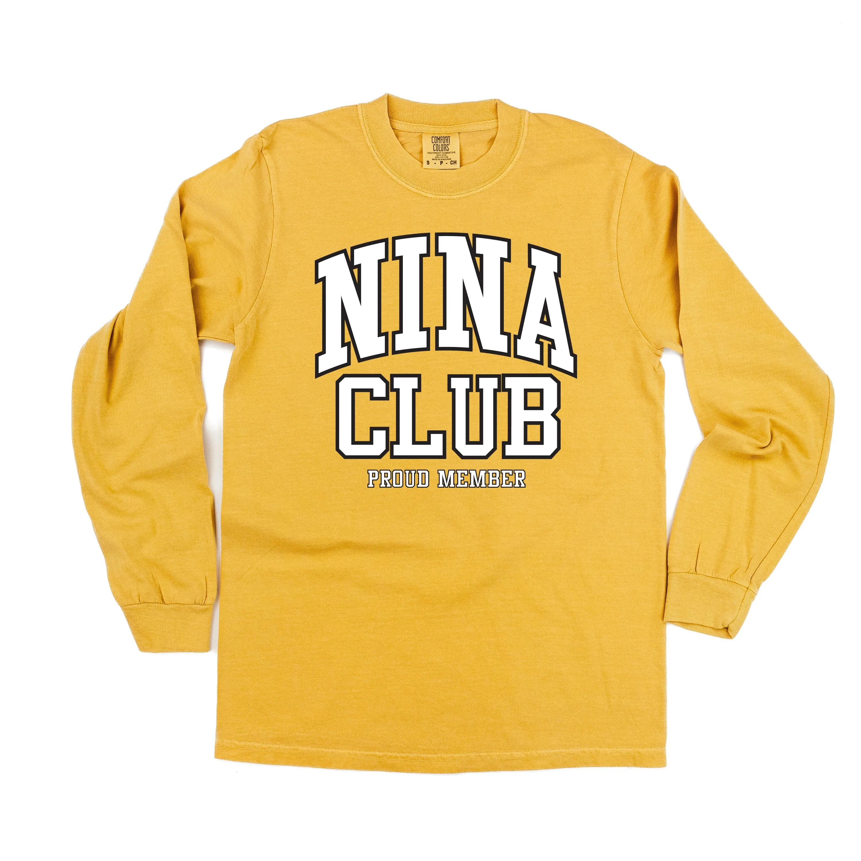 Varsity Style - NINA Club - Proud Member - LONG SLEEVE COMFORT COLORS TEE