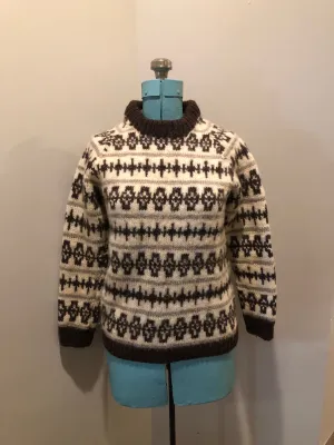 Vintage Joanne Knitwear Crewneck Sweater with Fair Isle Design, Made in Scotland
