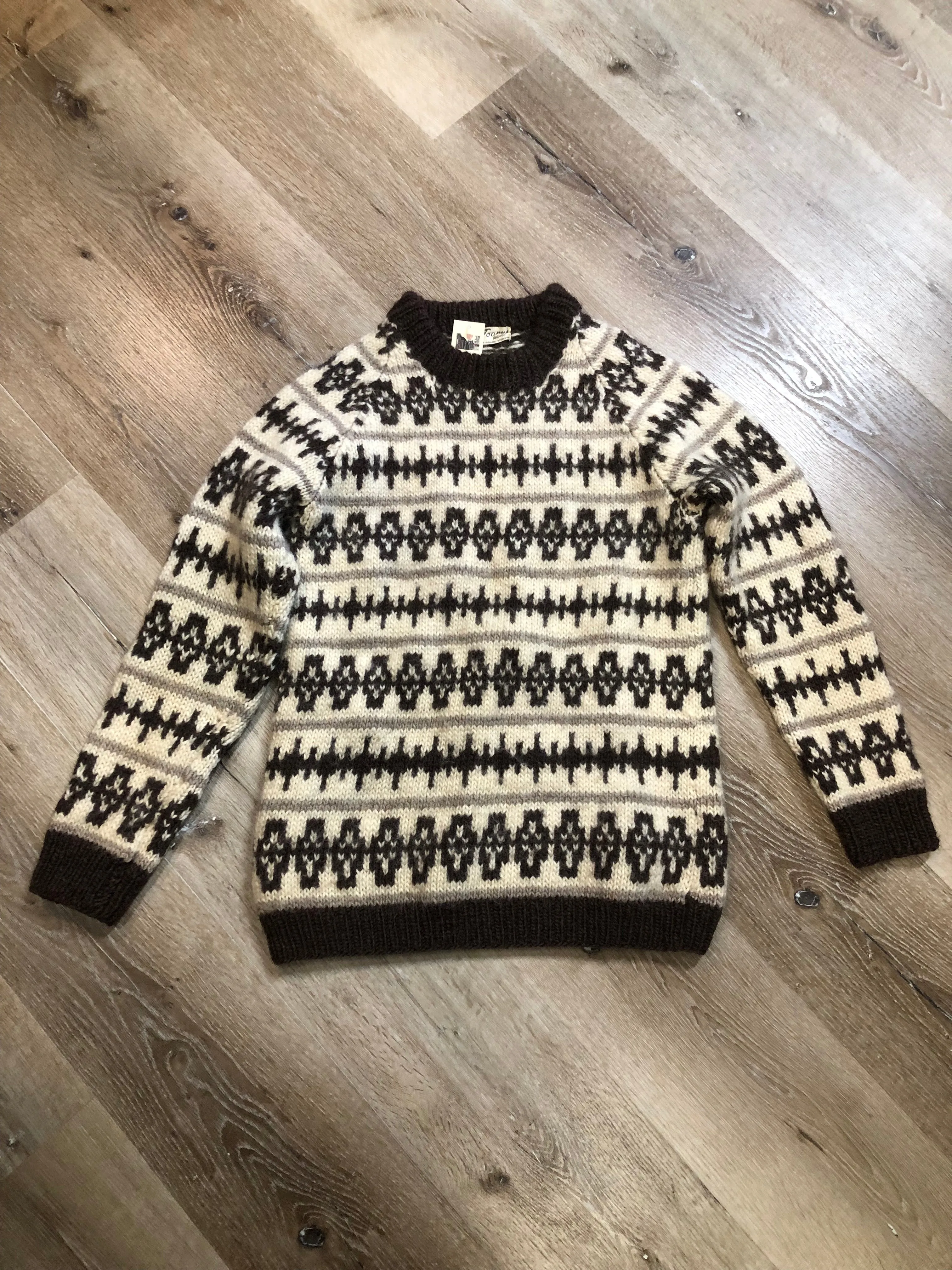 Vintage Joanne Knitwear Crewneck Sweater with Fair Isle Design, Made in Scotland