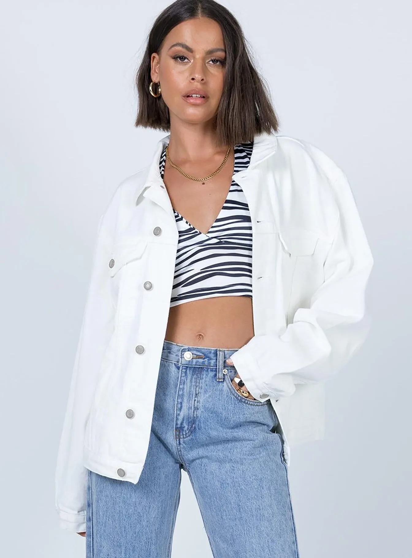 Western Denim Jacket White