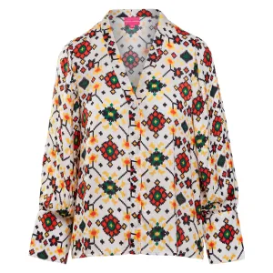White Bandani V Neck Blouse
