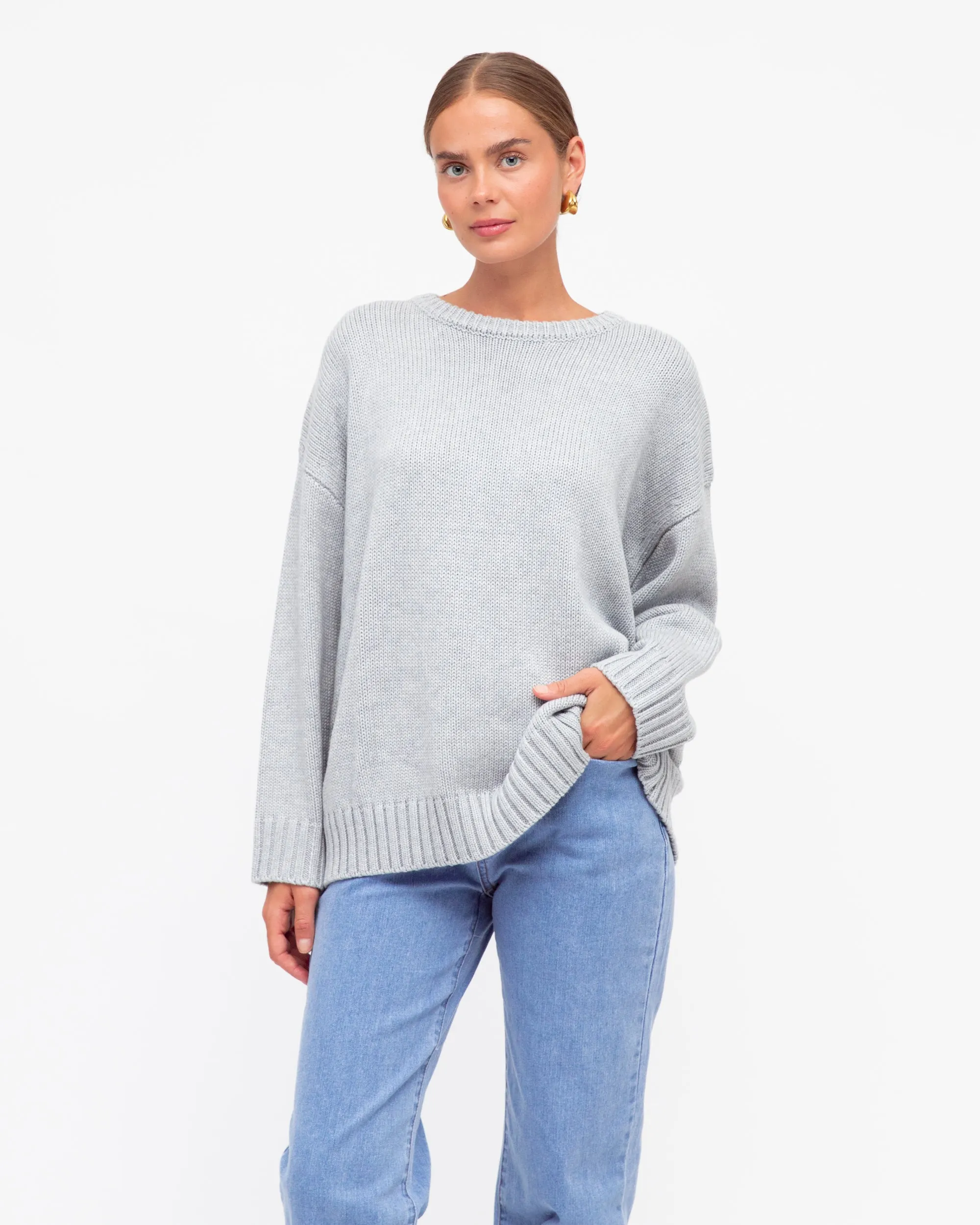 White Closet Bess Knit Jumper Grey