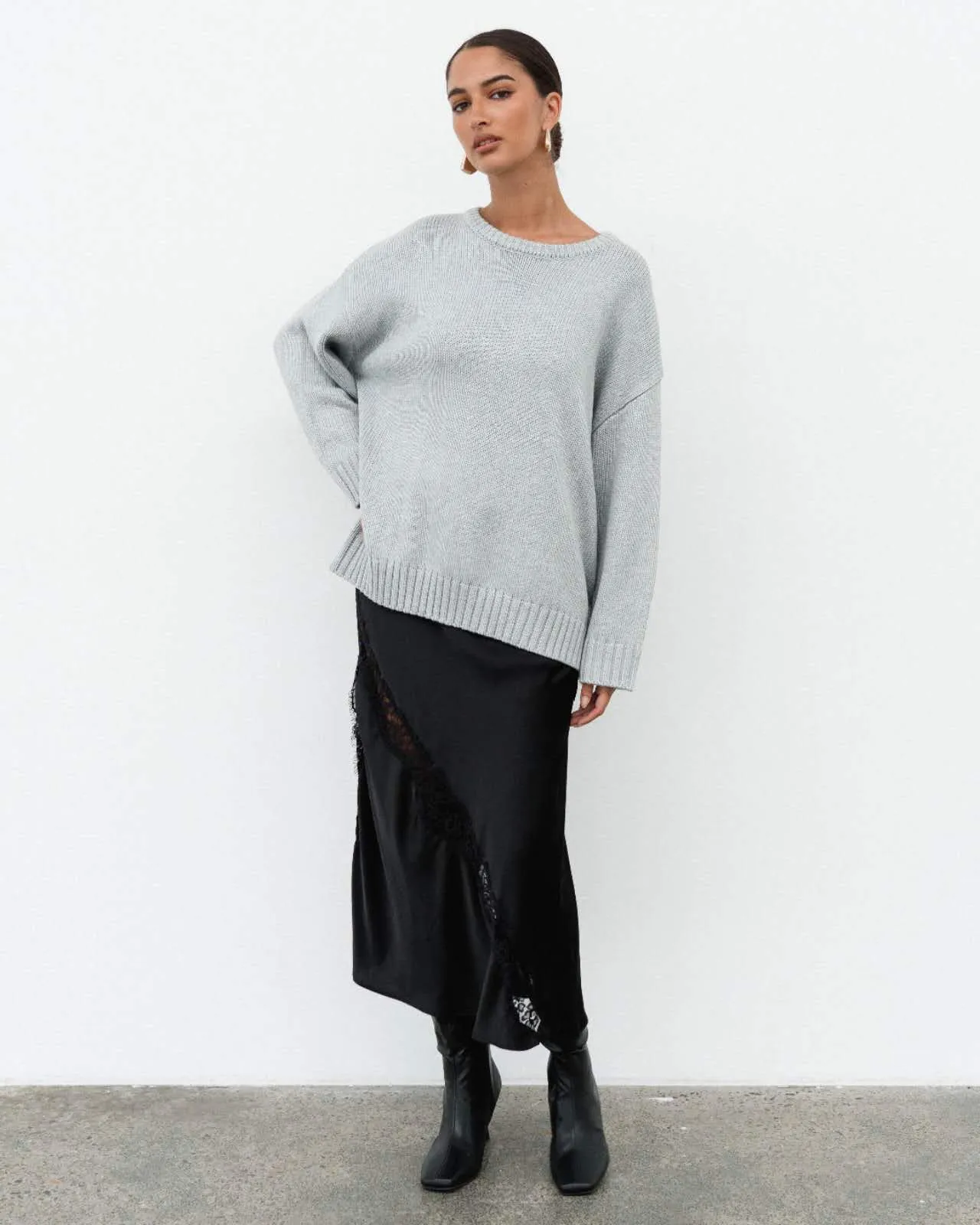 White Closet Bess Knit Jumper Grey