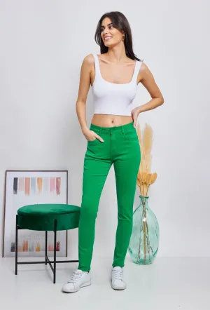Wholesale Green Push-Up Slim Color Trousers