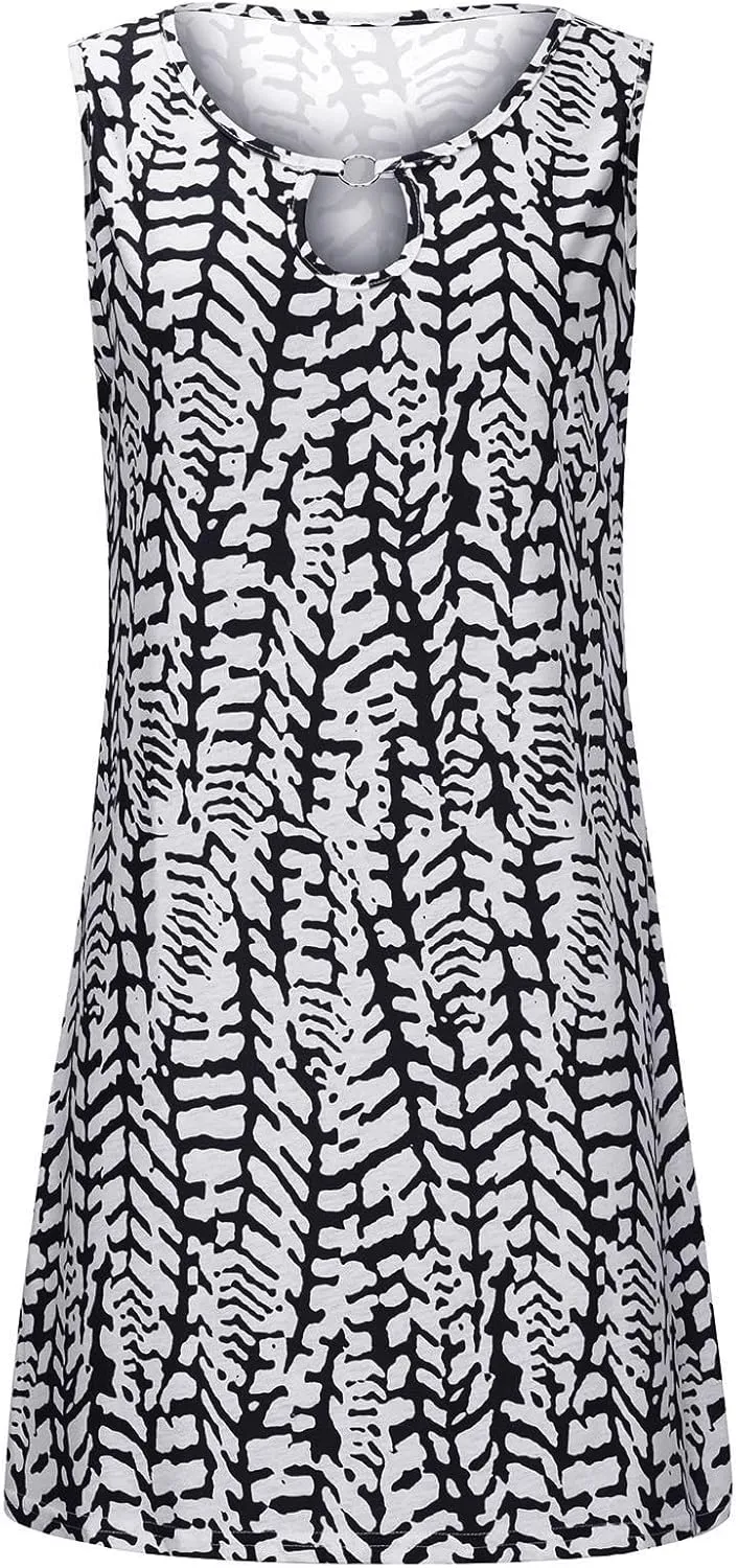 Women Short Summer Dresses 2024 Floral Boho Trendy Dress Sleeveless Causal Sundresses Cute Beach Vacation Clothes