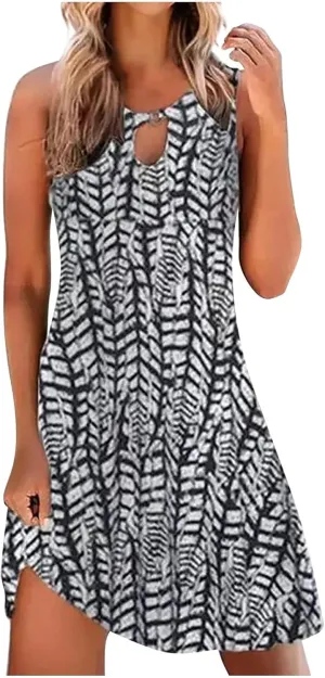 Women Short Summer Dresses 2024 Floral Boho Trendy Dress Sleeveless Causal Sundresses Cute Beach Vacation Clothes