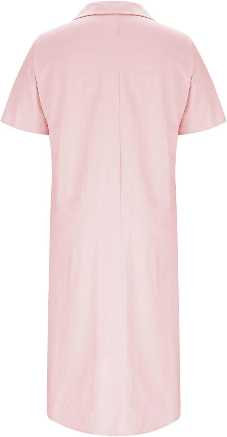 Women's Oversized Dresses Plus Size Boho Dress Casual Fashion Soft V Neck Button Dress Solid Short Sleeve Dress