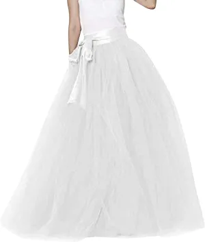 Womens Skirt Tulle Tutu Skirt Pleated Princess Midi Skirts Adult Tutu Dancing Party Evening Tulle Ankle Skirt for Womens