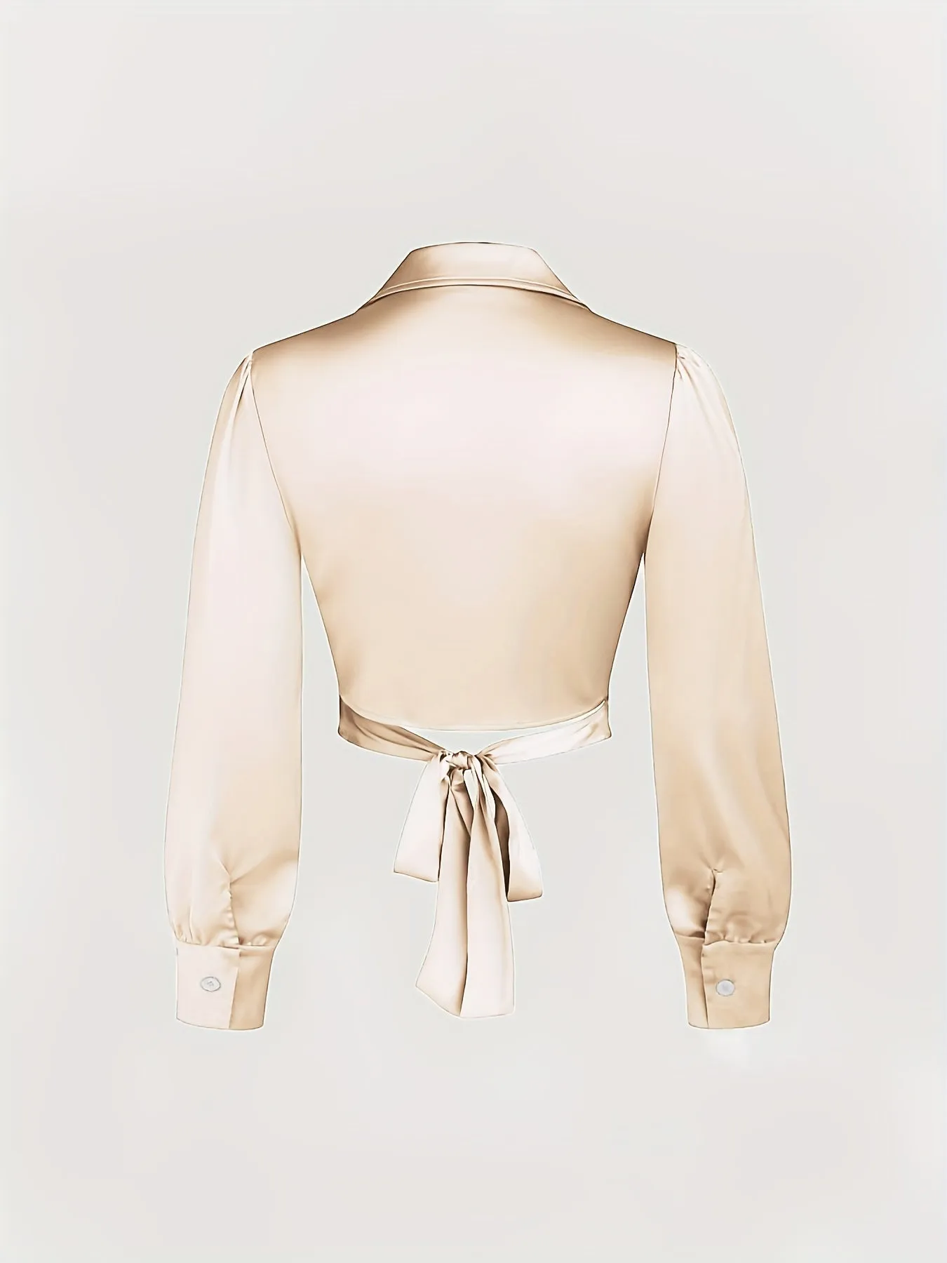 Y2K Lantern Sleeve Cross Shirts, Casual Solid V Neck Night Out Blouses Tops For Party & Club, Women's Clothing