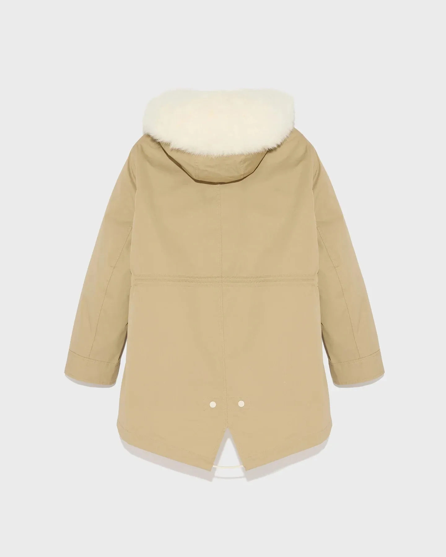Yves Salomon Parka 72cm in Sable and Ivory