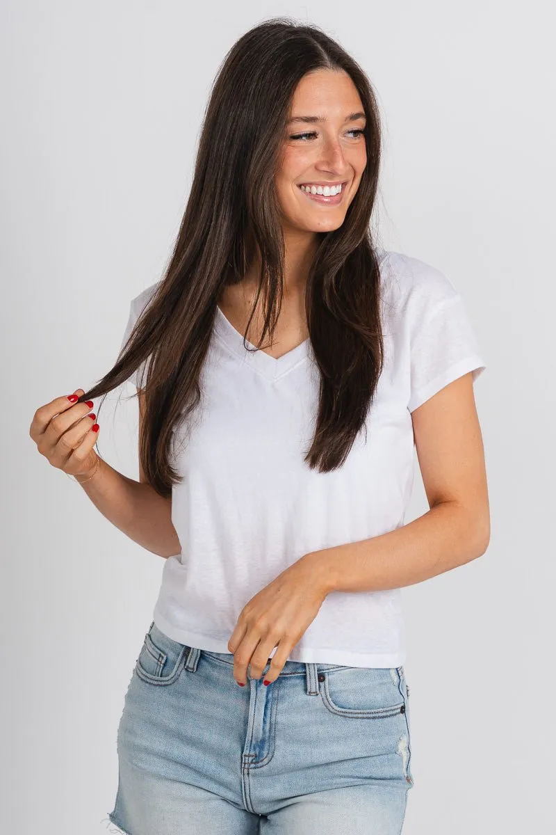 Z Supply modern tri blend v-neck tee white