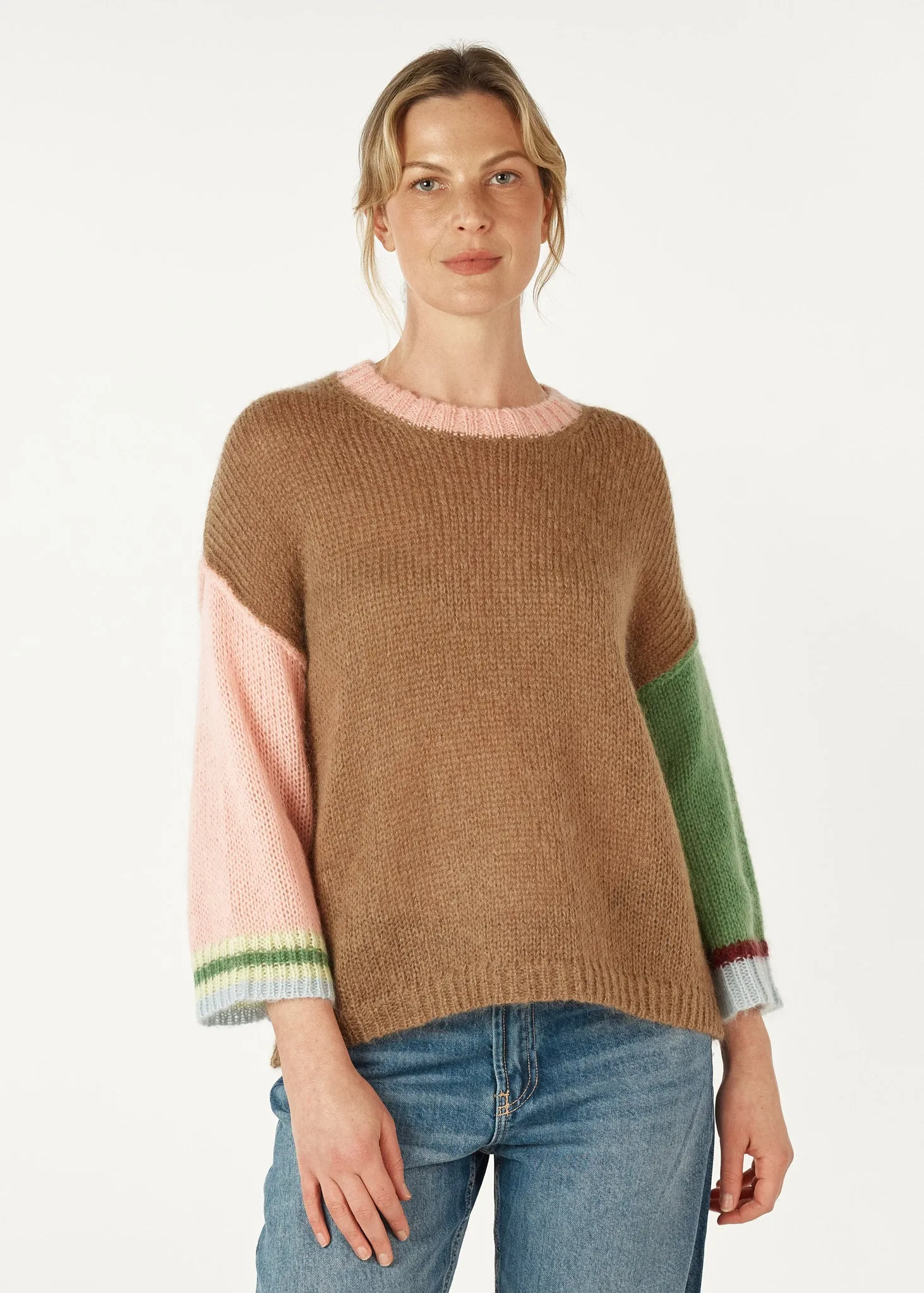 Zaket & Plover Mohair Colour Block Sweater