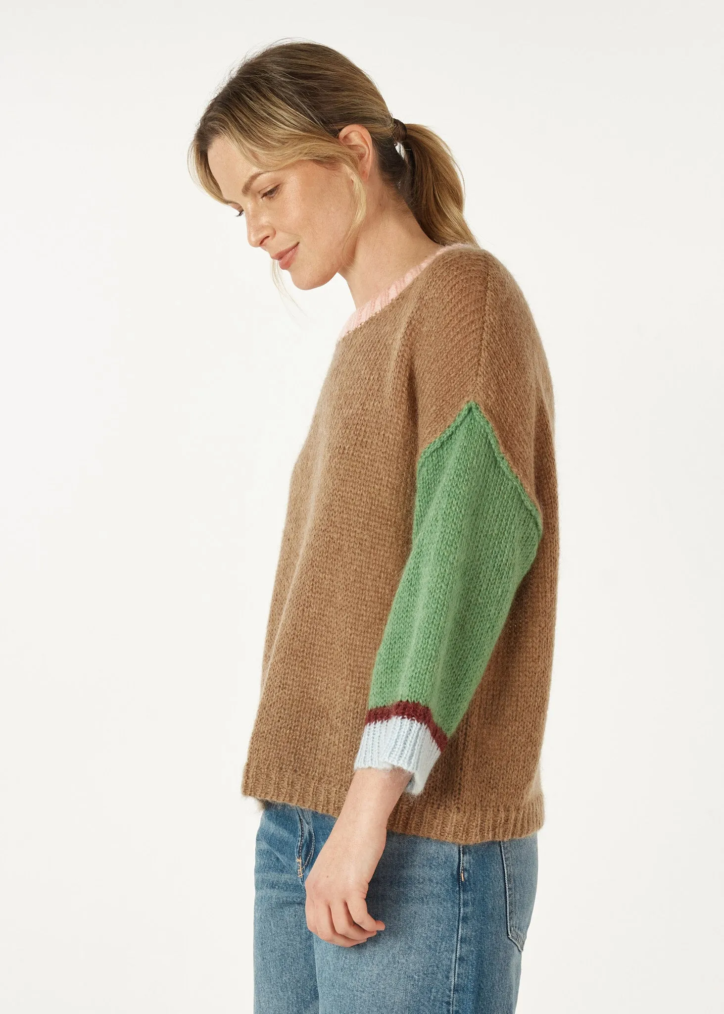 Zaket & Plover Mohair Colour Block Sweater
